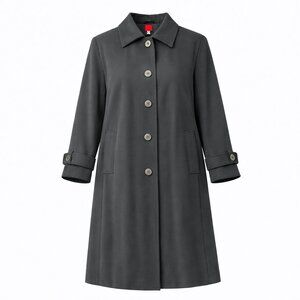 Gallery Button-Front Long Coat Black